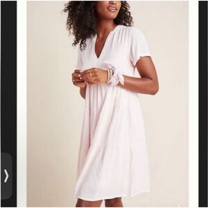 Anthropologie Maeve Tania Tiered Tunic Dress- Pink Sz S